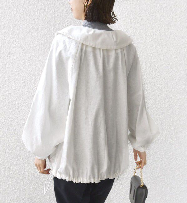 SHIPS for women「* 〈手洗い可能〉リネン レーヨン コーティング スタンド カラー ジップ ブルゾン 24SS ◇」|ブルゾン・スタジャン|