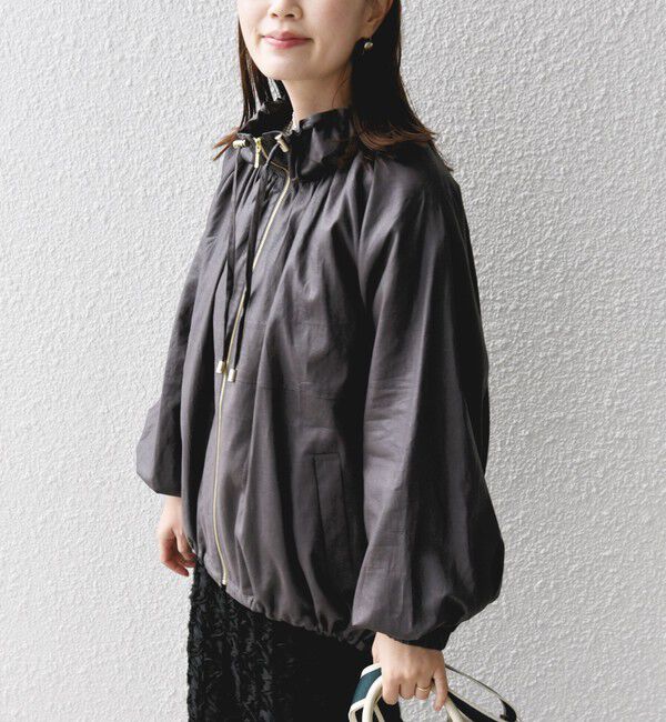 SHIPS for women「* 〈手洗い可能〉リネン レーヨン コーティング スタンド カラー ジップ ブルゾン 24SS ◇」|ブルゾン・スタジャン|