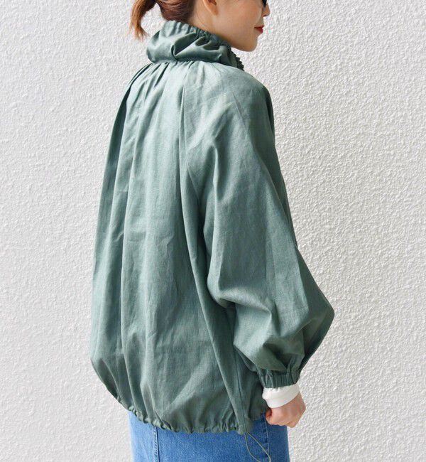 SHIPS for women「* 〈手洗い可能〉リネン レーヨン コーティング スタンド カラー ジップ ブルゾン 24SS ◇」|ブルゾン・スタジャン|