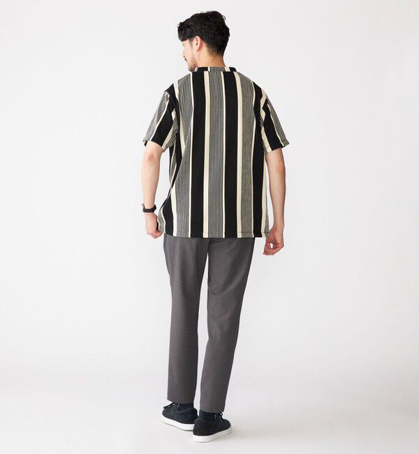 SHIPS「【WEB限定】SHIPS:〈吸水速乾〉ワンポイント ロゴ リップル ストライプ Tシャツ」|Tシャツ・カットソー|