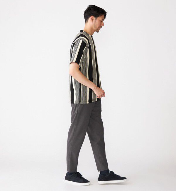 SHIPS「【WEB限定】SHIPS:〈吸水速乾〉ワンポイント ロゴ リップル ストライプ Tシャツ」|Tシャツ・カットソー|