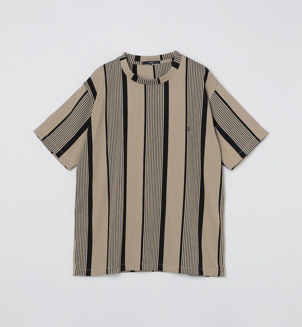 SHIPS「【WEB限定】SHIPS:〈吸水速乾〉ワンポイント ロゴ リップル ストライプ Tシャツ」|Tシャツ・カットソー|
