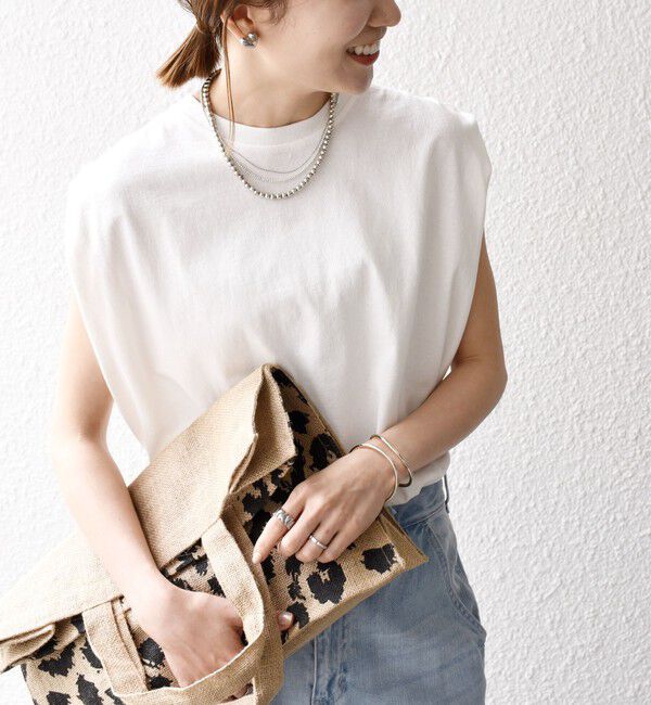 SHIPS any「SHIPS any:〈抗菌防臭/洗濯機可能〉USAコットン ラウンドヘム ノースリーブ TEE」|Tシャツ・カットソー|