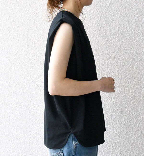 SHIPS any「SHIPS any:〈抗菌防臭/洗濯機可能〉USAコットン ラウンドヘム ノースリーブ TEE」|Tシャツ・カットソー|