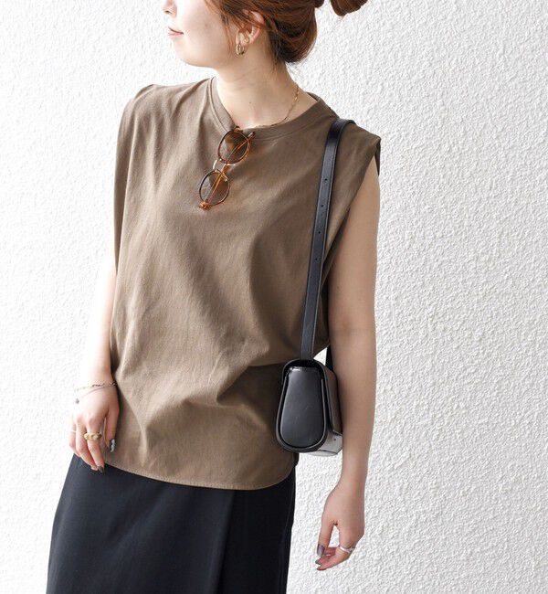 SHIPS any「SHIPS any:〈抗菌防臭/洗濯機可能〉USAコットン ラウンドヘム ノースリーブ TEE」|Tシャツ・カットソー|