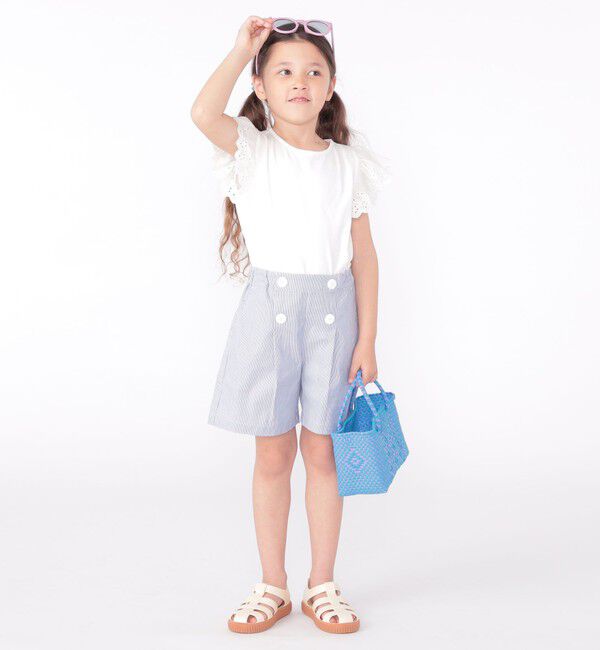 SHIPS KIDS「SHIPS KIDS:100～130cm / レース フリル 半袖 TEE」|Tシャツ・カットソー|