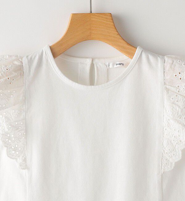 SHIPS KIDS「SHIPS KIDS:100～130cm / レース フリル 半袖 TEE」|Tシャツ・カットソー|
