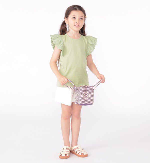 SHIPS KIDS「SHIPS KIDS:100～130cm / レース フリル 半袖 TEE」|Tシャツ・カットソー|