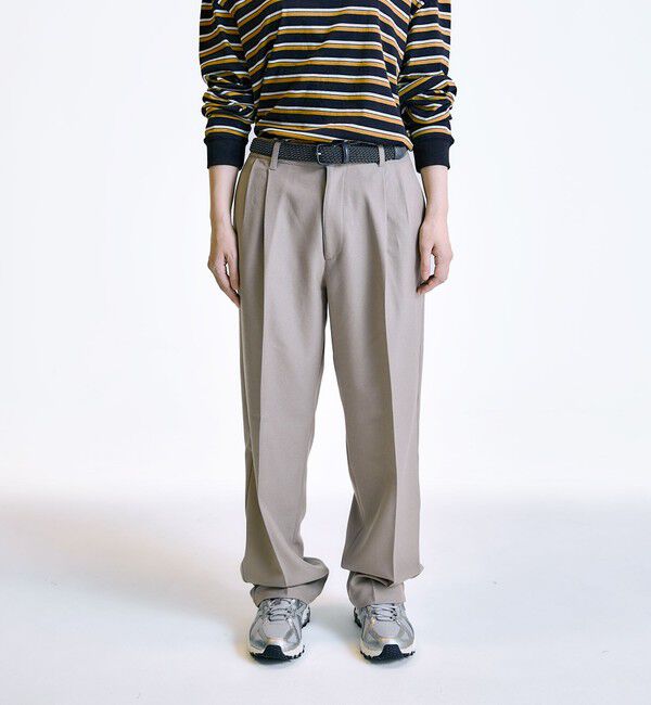 SHIPS「City Ambient Products: 2プリーツ ワイド テーパード スラックス」|スラックス|カーキ