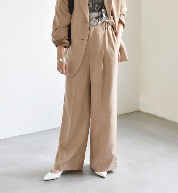 quaranciel「quaranciel:〈洗濯機可能〉ウーステッド イージー ワイドパンツ（セットアップ対応）」|スラックス|