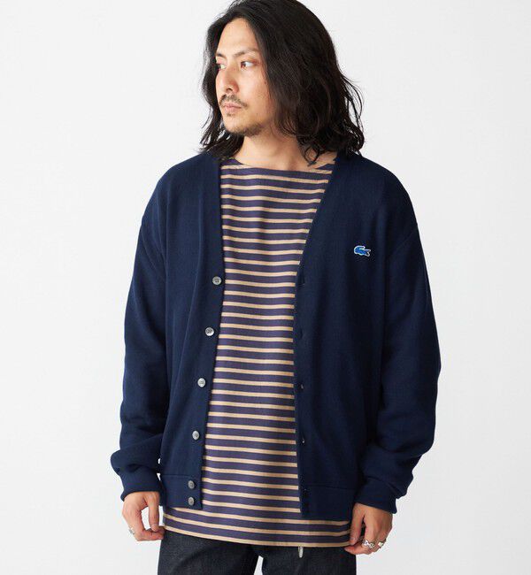 SHIPS「【SHIPS別注】LACOSTE: コットン/ポリエステル Vネック カーディガン 24FW」|カーディガン|ネイビー