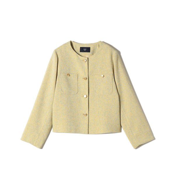 SHIPS Colors 「SHIPS Colors:ツイードライク クロップド ジャケット 2◇」|ノーカラージャケット|