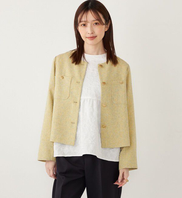 SHIPS Colors 「SHIPS Colors:ツイードライク クロップド ジャケット 2◇」|ノーカラージャケット|