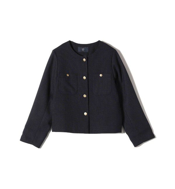 SHIPS Colors 「SHIPS Colors:ツイードライク クロップド ジャケット 2◇」|ノーカラージャケット|