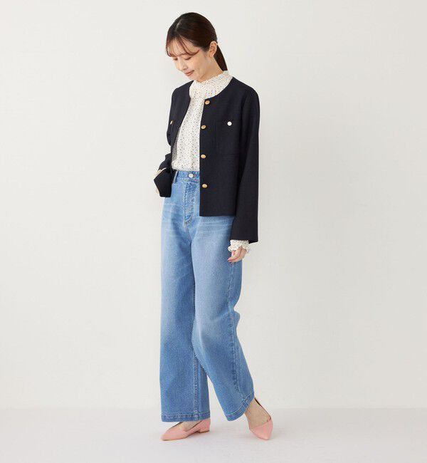 SHIPS Colors 「SHIPS Colors:ツイードライク クロップド ジャケット 2◇」|ノーカラージャケット|