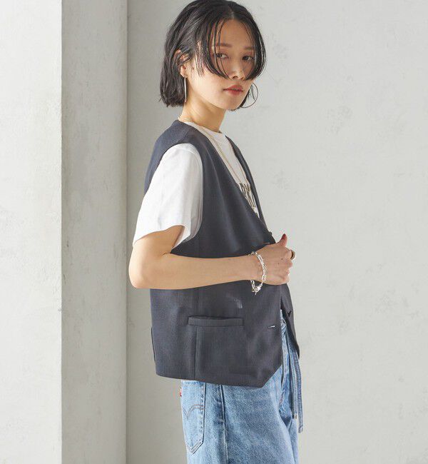 SHIPS for women「〈手洗い可能〉Asami 麻調合繊 ショート ジレ」|ベスト・ジレ|