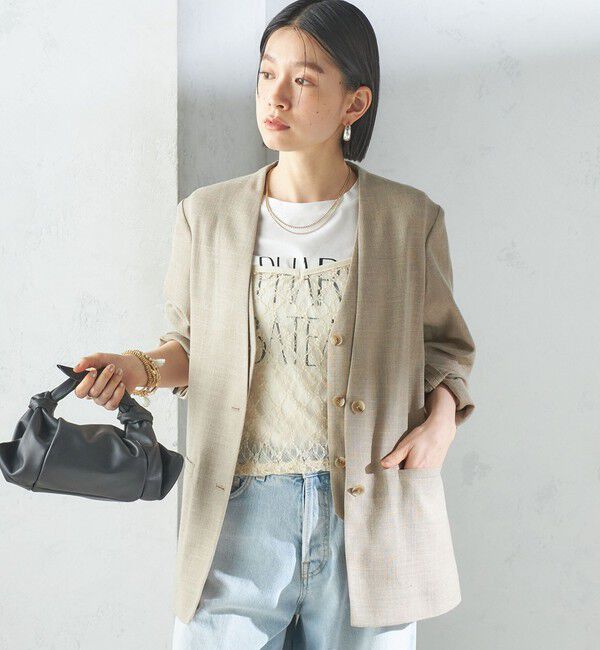 SHIPS for women「〈手洗い可能〉Asami 麻調合繊 ショート ジレ」|ベスト・ジレ|