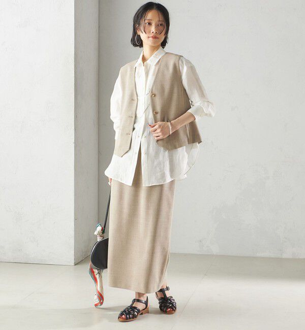 SHIPS for women「〈手洗い可能〉Asami 麻調合繊 ショート ジレ」|ベスト・ジレ|