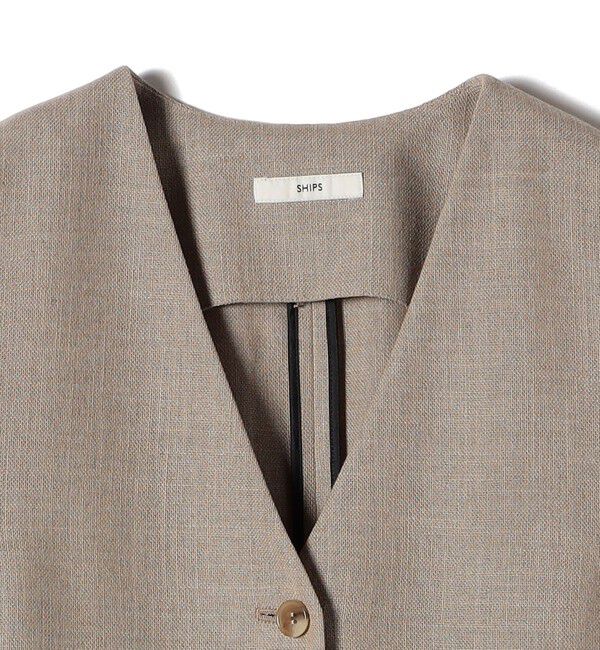 SHIPS for women「〈手洗い可能〉Asami 麻調合繊 ショート ジレ」|ベスト・ジレ|