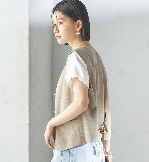SHIPS for women「〈手洗い可能〉Asami 麻調合繊 ショート ジレ」|ベスト・ジレ|
