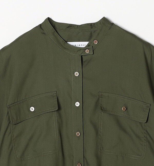 quaranciel「quaranciel:〈手洗い可能〉バンドカラー ハーフスリーブ ポケット ワーク シャツ」|シャツ・ブラウス|