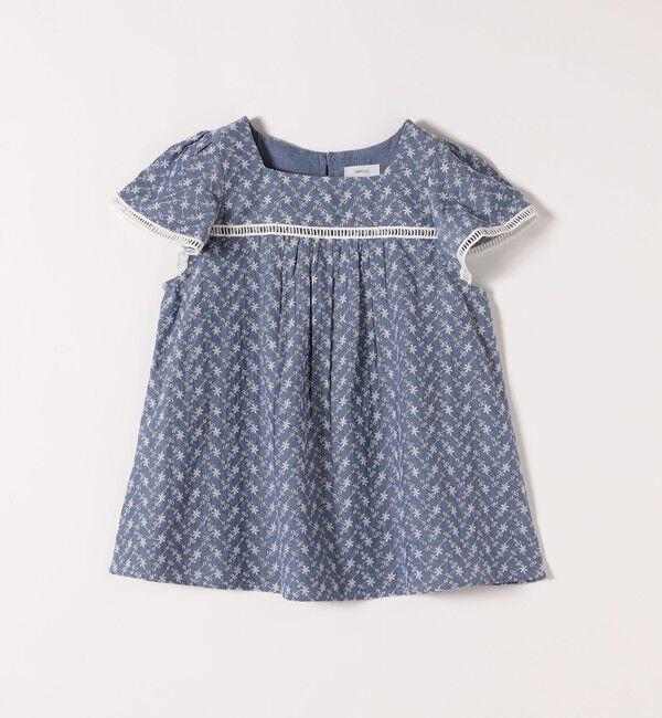 SHIPS any「SHIPS any:〈洗濯機可能〉エンブロイダリー シャンブレー フレア ギャザー ブラウス」|シャツ・ブラウス|