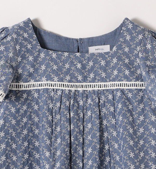 SHIPS any「SHIPS any:〈洗濯機可能〉エンブロイダリー シャンブレー フレア ギャザー ブラウス」|シャツ・ブラウス|