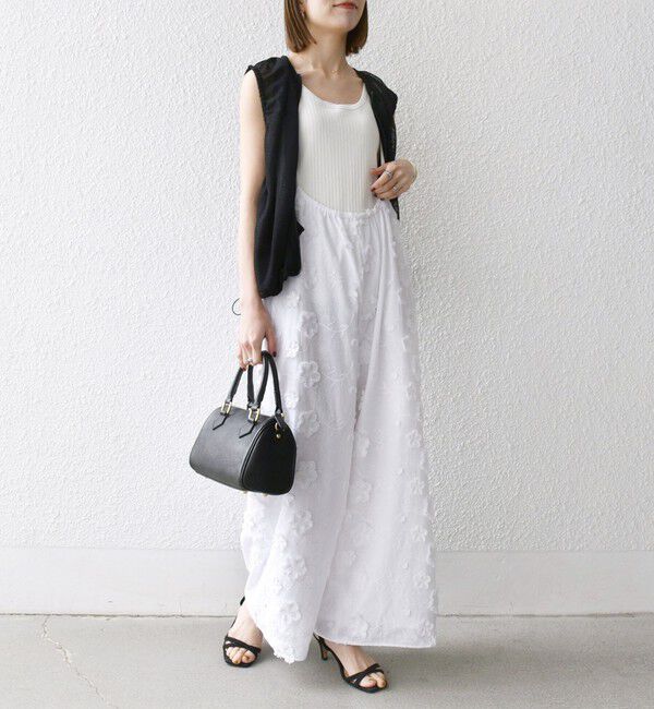 SHIPS any「SHIPS any:〈手洗い可能〉3D フラワー エンブロイダリー ギャザー サロペット」|オールインワン|