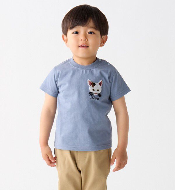 SHIPS Colors 「さかがみ家&times;SHIPS KIDS:80～130cm / コラボ 刺繍 Tシャツ◇」|Tシャツ・カットソー|ブルー