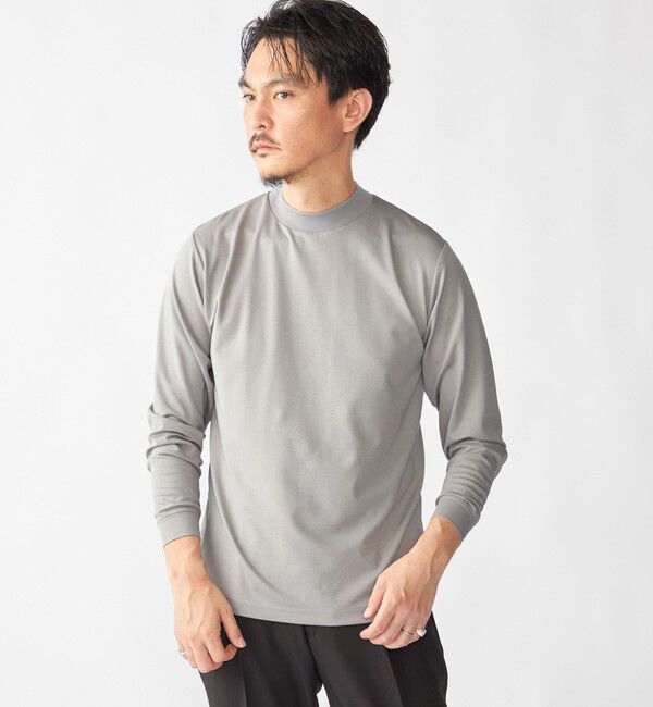 SHIPS「【WEB限定】SHIPS: ポンチ モックネック ロングスリーブ Tシャツ」|Tシャツ・カットソー|グレー