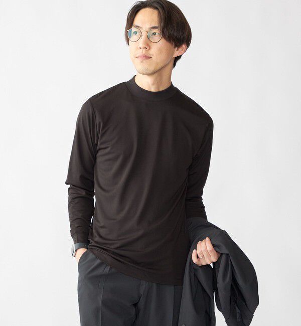 SHIPS「【WEB限定】SHIPS: ポンチ モックネック ロングスリーブ Tシャツ」|Tシャツ・カットソー|ブラック