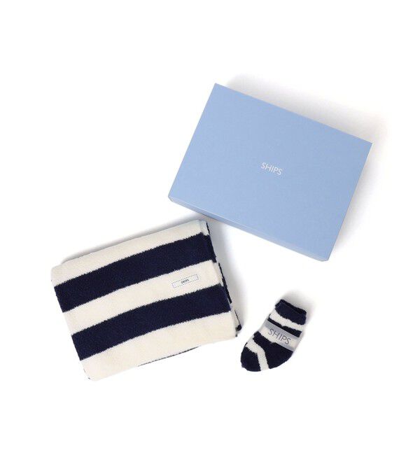 SHIPS KIDS「SHIPS KIDS:ブランケット ソックス ギフト セット」|ギフトセット|ネイビー
