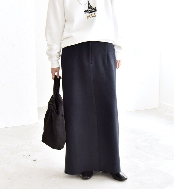 quaranciel「quaranciel: エア ニードル Iライン スリット スカート」|スカート|ネイビー