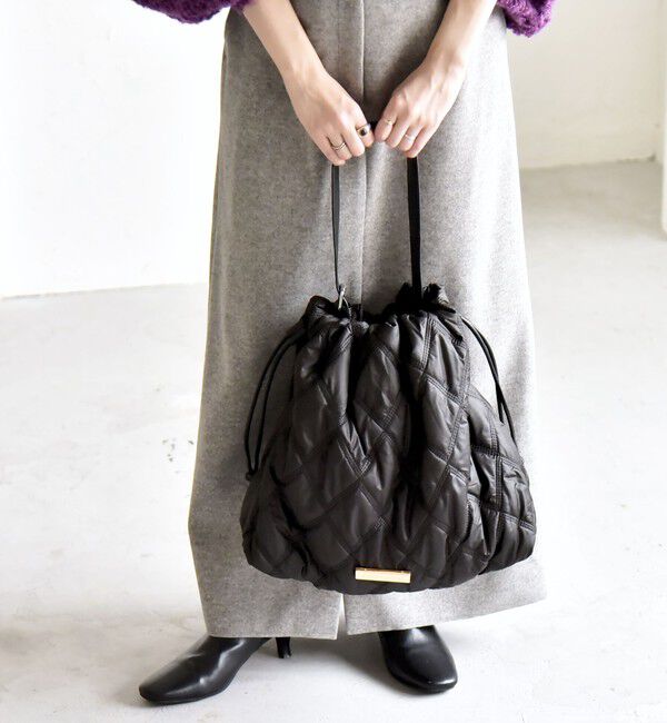 quaranciel「quaranciel: キルティング ワンハンドル ドロスト トート バッグ（A4対応）」|トートバッグ|ブラック