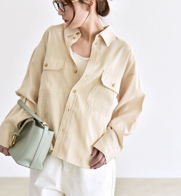 quaranciel「《予約》quaranciel:〈洗濯機可能〉ルーズ ポケット シャツ」|シャツ・ブラウス|ベージュ