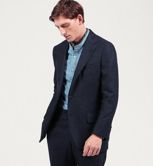 TOMORROWLAND MENS「Super130'sミルドサージ シングルブレステッド2Bジャケット Drago Swing」|テーラードジャケット|