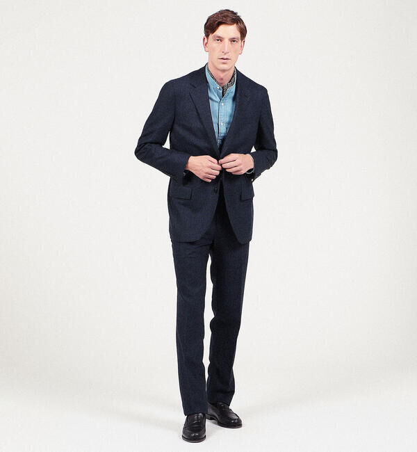 TOMORROWLAND MENS「Super130'sミルドサージ シングルブレステッド2Bジャケット Drago Swing」|テーラードジャケット|