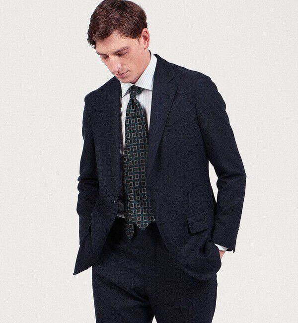 TOMORROWLAND MENS「Super130'sミルドサージ シングルブレステッド2Bジャケット Drago Swing」|テーラードジャケット|