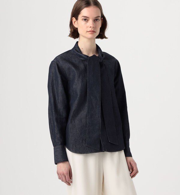 MACPHEE「リアクティブデニム ボウタイブラウス」|シャツ・ブラウス|