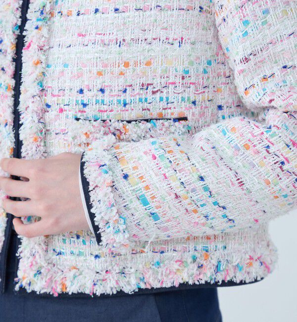 TOMORROWLAND collection「パステルファンシー デニムコンビジャケット」|ノーカラージャケット|