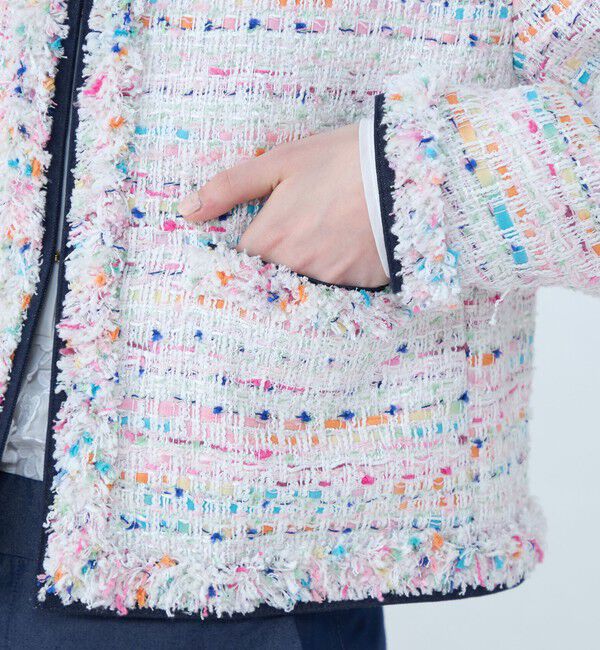 TOMORROWLAND collection「パステルファンシー デニムコンビジャケット」|ノーカラージャケット|