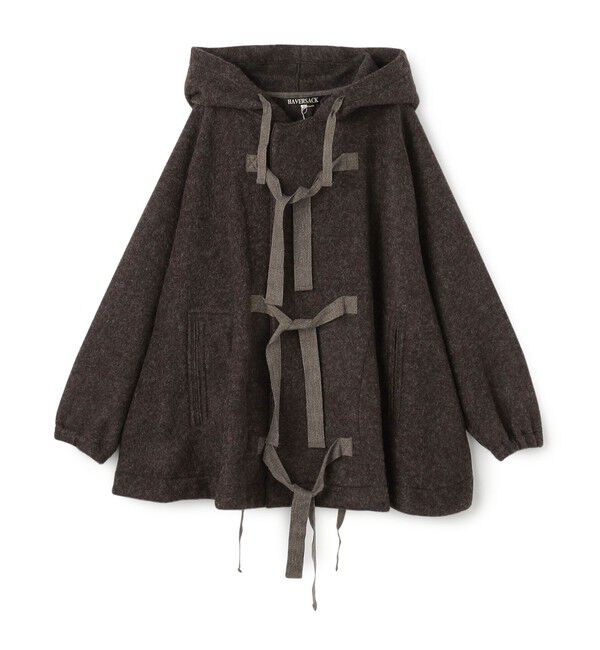 TOMORROWLAND GOODS「HAVERSACK ウールナイロン ポンチョ」|ポンチョ・ケープ|49 ダークブラウン