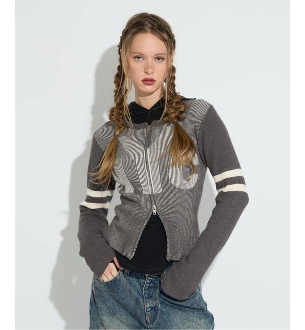 JOINT WORKS「ANNA SUI NYC / アナスイエヌワイシー NYCハイショクZIPカーデ」|カーディガン|グレーA