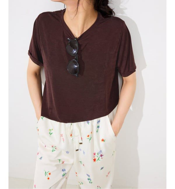 SLOBE IENA「《追加》シャイニーカットソー」|Tシャツ・カットソー|ブラウン