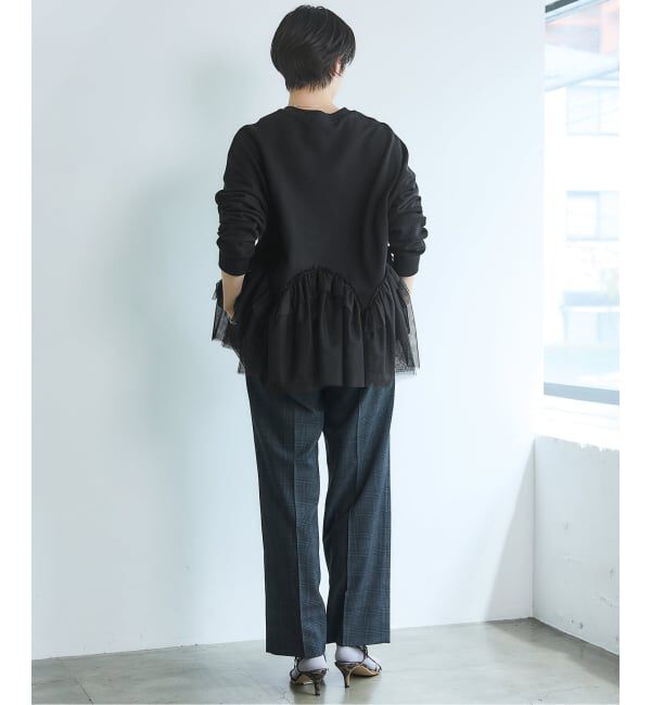 IENA「BLACK チュールフリルスウェット」|スウェット・ジャージ|