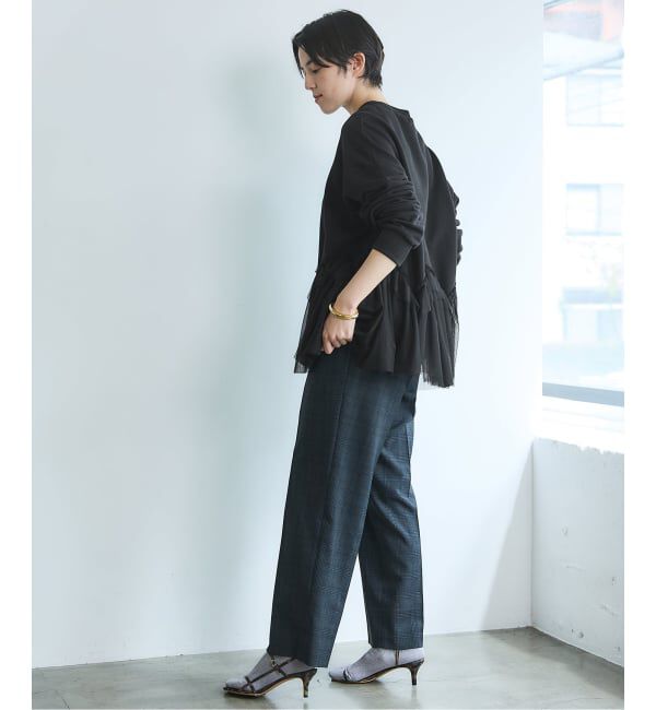 IENA「BLACK チュールフリルスウェット」|スウェット・ジャージ|