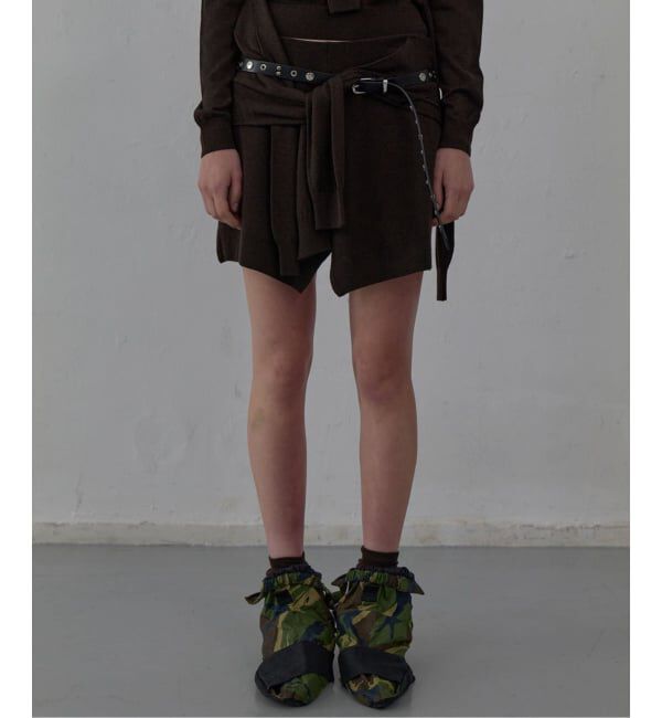 PULP「【Geek Office / ギークオフィス】LCDC TM / TIED DETAIL LAYERED KNIT SKIRT」|スカート|ブラウン