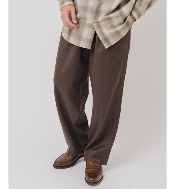 EDIFICE「サキソニー 1タック イージーパンツ」|スラックス|ブラウン