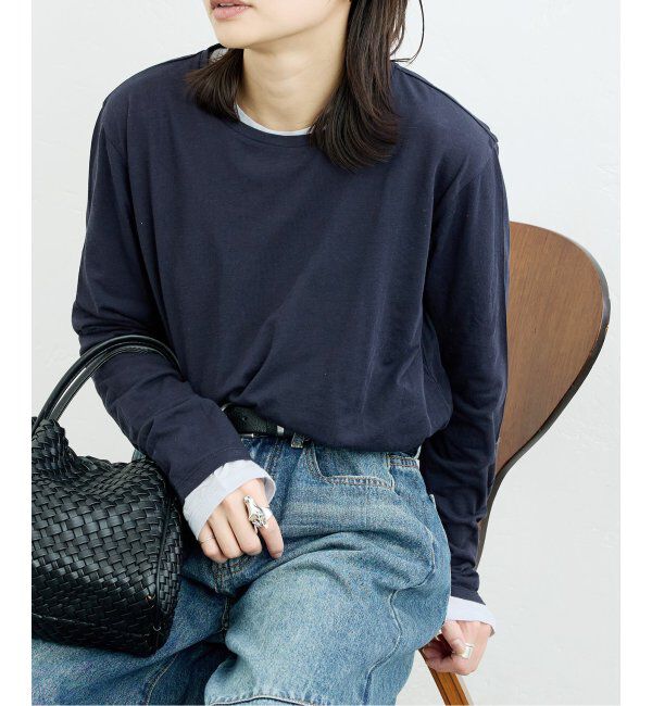 JOURNAL STANDARD「《追加2》クルーネックシアーロングTシャツ」|Tシャツ・カットソー|ネイビー