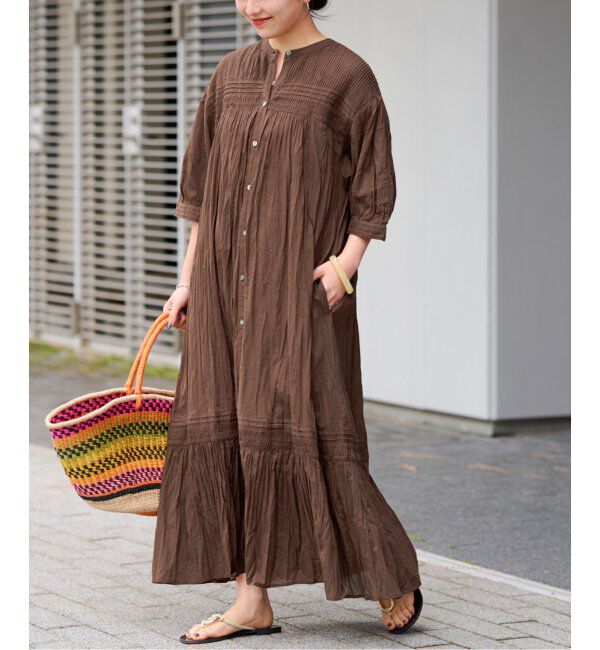 JOURNAL STANDARD relume「コットンボイルクリンクルピンタックワンピース」|ワンピース|ブラウン